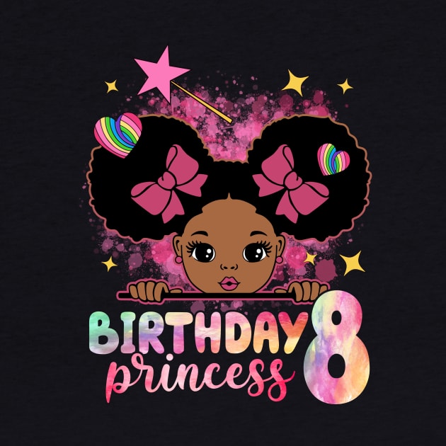 Birthday princess with afro girl 8th birthday party outfit birthday girl Peekaboo Girl tee 8th birthday Afro Girl Black Girl tee copy by Audell Richardson